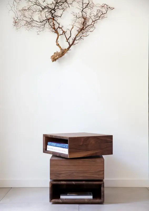 Pivot walnut side table