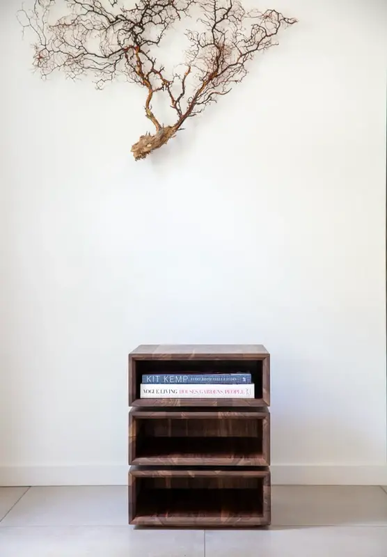Pivot solid wood side table with books
