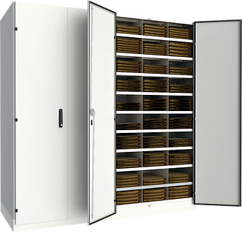 Face com escaninhos e porta com vedação para armazenagem de exsicatas