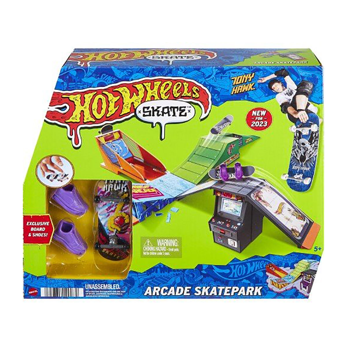 Hot Wheels Skate Arcade Skatepark Playset with Tony Hawk Fingerboard