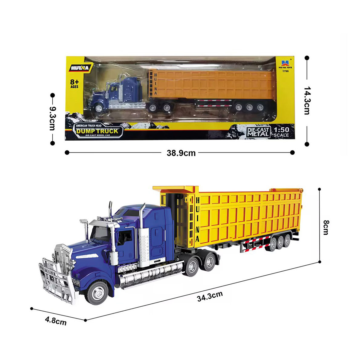 HUINA 1:50 Alloy American Dump Truck Static Model