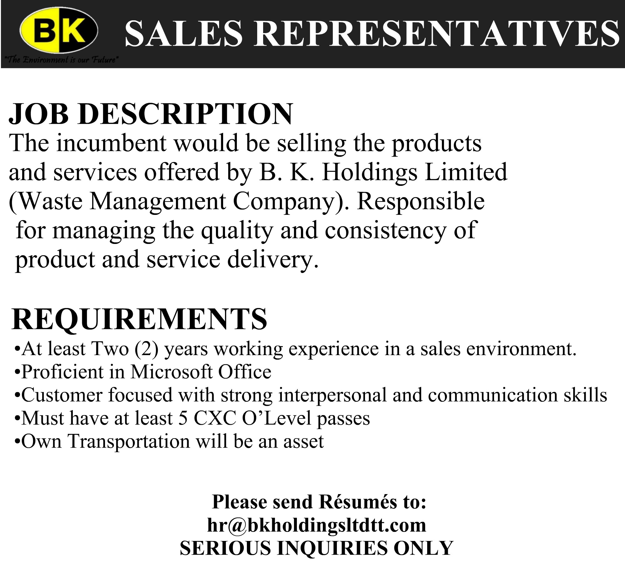 BK B.K. Holdings Limited Trinidad and Tobago