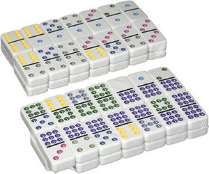 Thumbnail: Double 9 Dominoes (55 coloured pieces) – Pressman Toys Family Classics