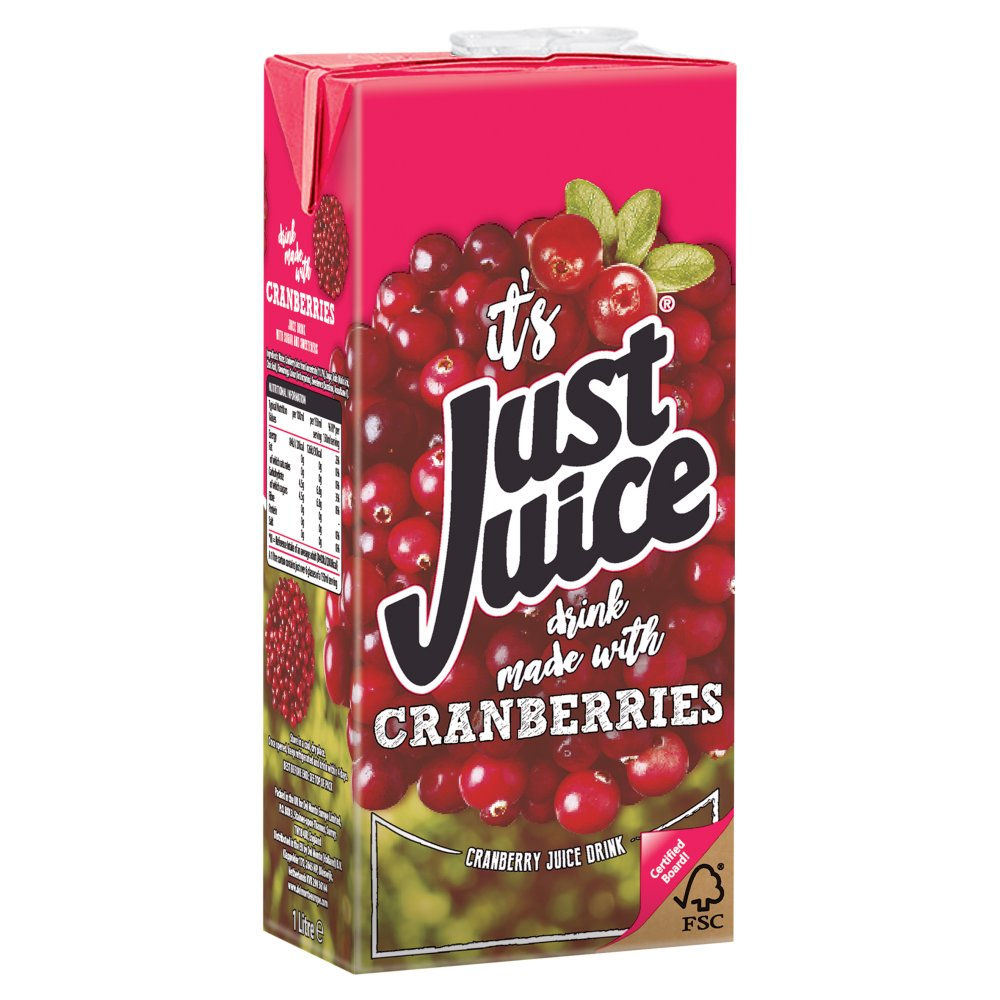 bb 30/06/26 Just Juice Cranberries, 1ltr, 12*1ltr, 20p+ per carton