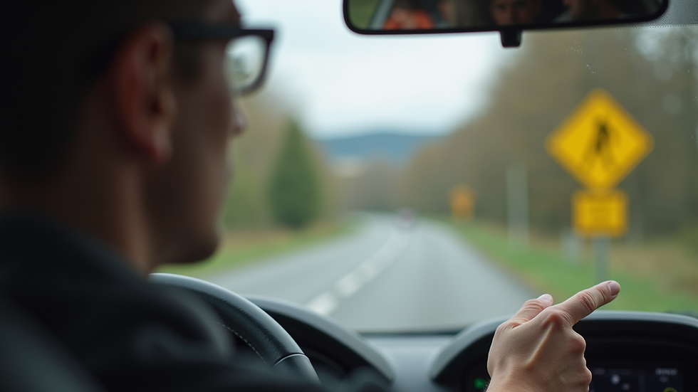 Close-up view of a driving instructor explaining road signs to a learner in Thurgau