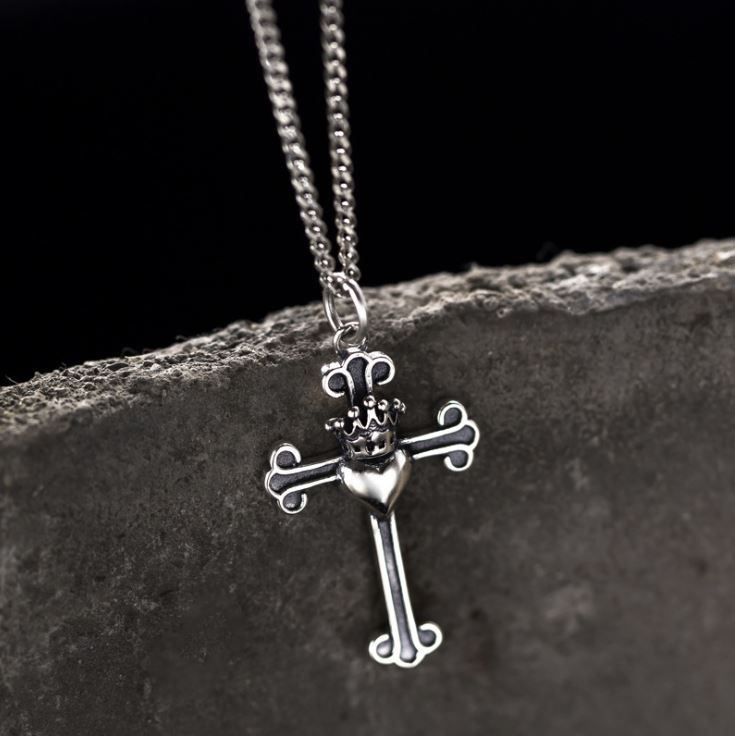 Thumbnail: Crowned Cross · 925 Silver Necklace