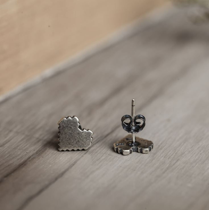 Thumbnail: Pixel Heart · 925 Silver Ear Studs