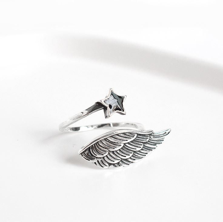 Thumbnail: Star and Wing · 925 Silver Ring