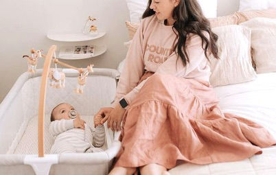 Thumbnail: Babyhood Kaylula Co Sleeper Cradle – Sand