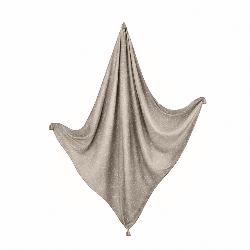 Maylily Summer bamboo blanket with tassels - Stones taupe