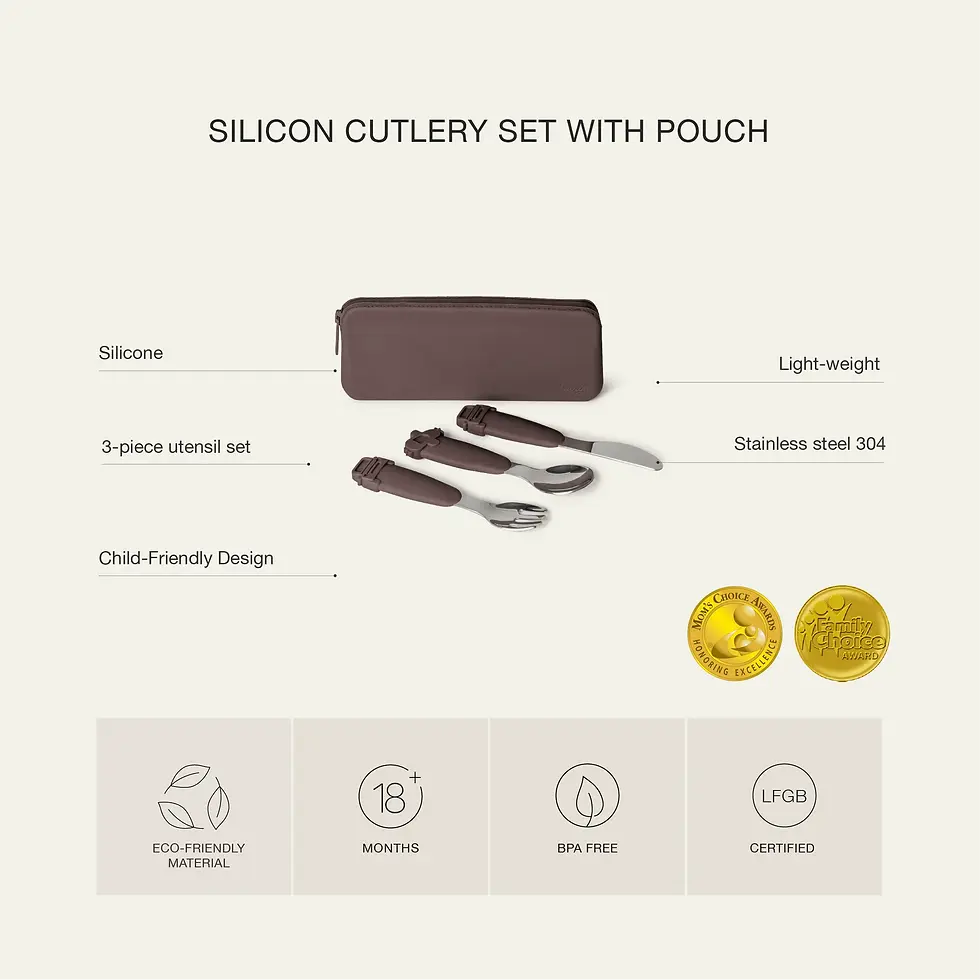 Thumbnail: CITRON Silicone Cutlery Set with Pouch - Vehicles - Plum
