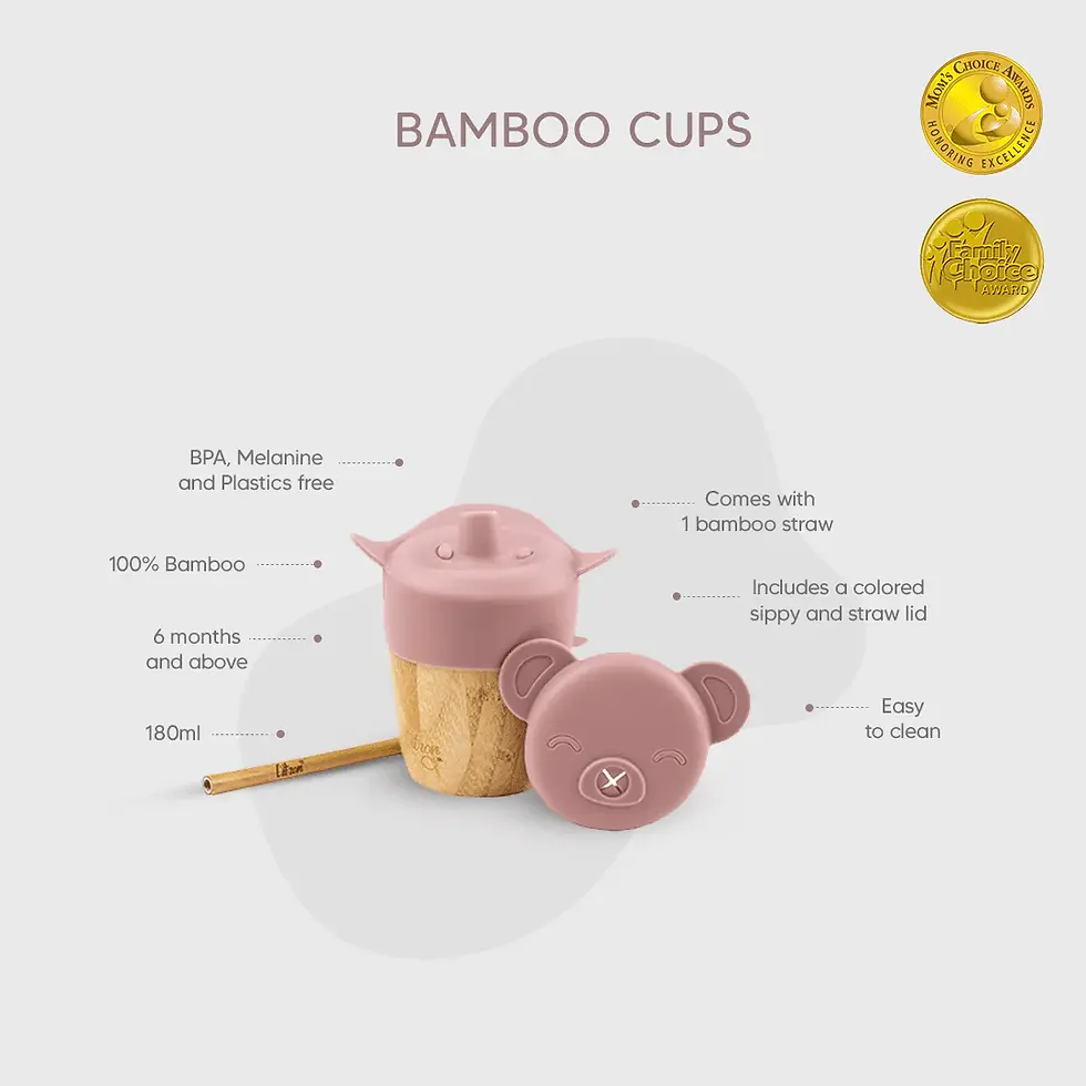Thumbnail: CITRON Bamboo Cup - lid and straw - Blush Pink