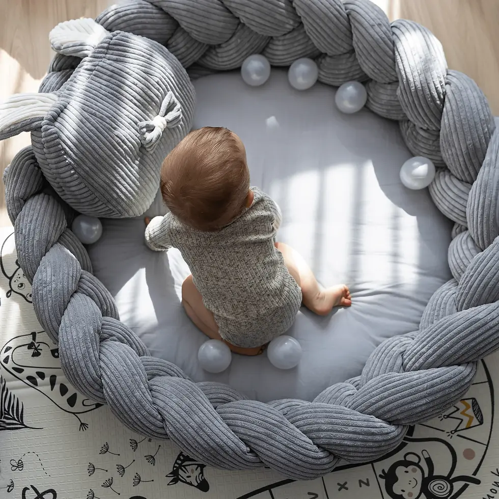 Thumbnail: MeowBaby® Crib Bumper Braid Aesthetic Grey,  size L (300cm)