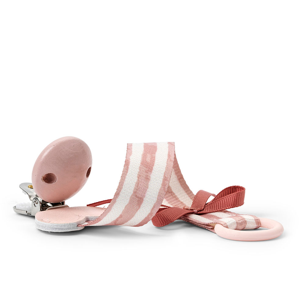 Thumbnail: ELODIE Pacifier Clip Wood - Candy Stripes