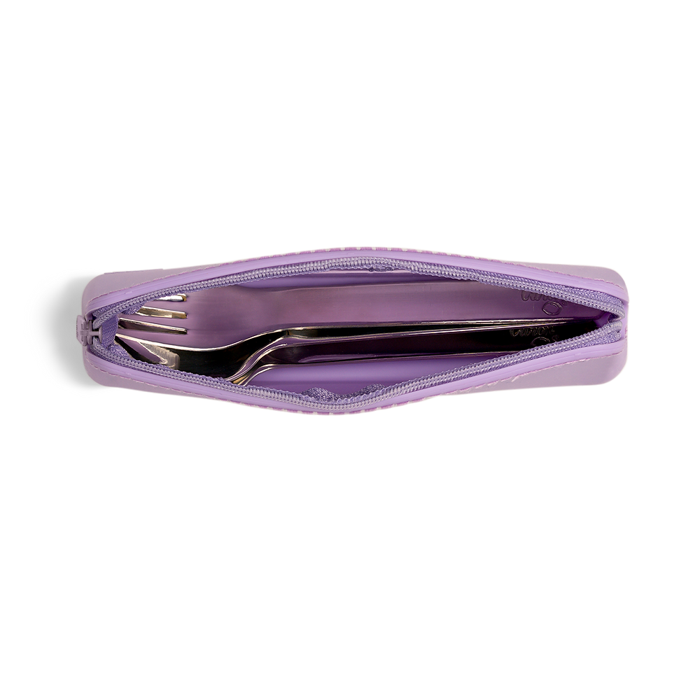 Thumbnail: CITRON Stainless Steel Cutlery Set with Pouch - Purple