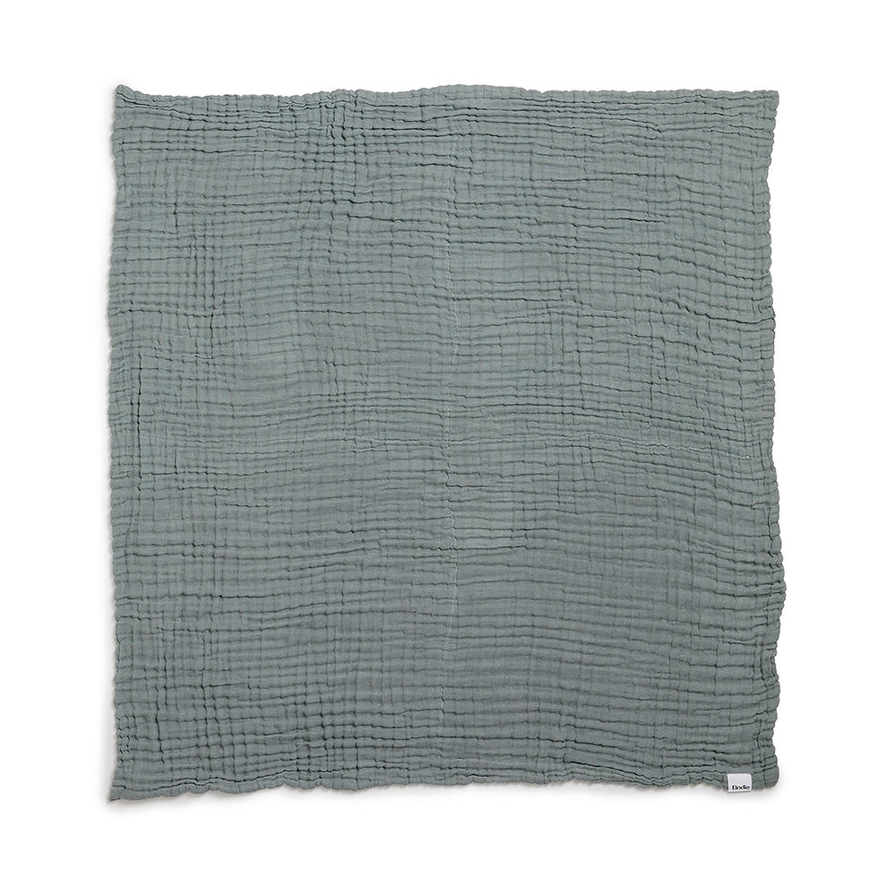 Thumbnail: ELODIE - Crinkled Blanket - Deco Turquoise