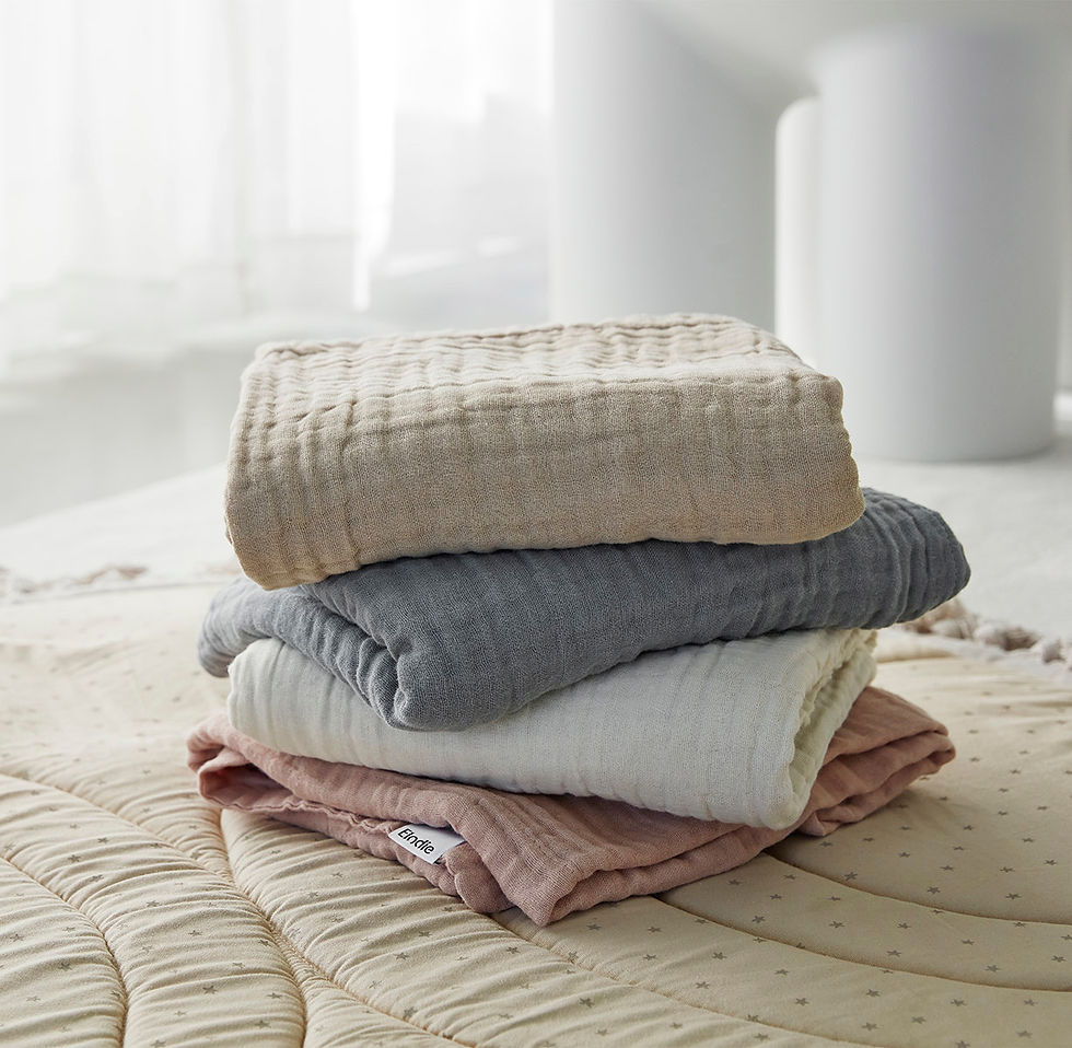 Thumbnail: ELODIE - Crinkled Blanket - Deco Turquoise