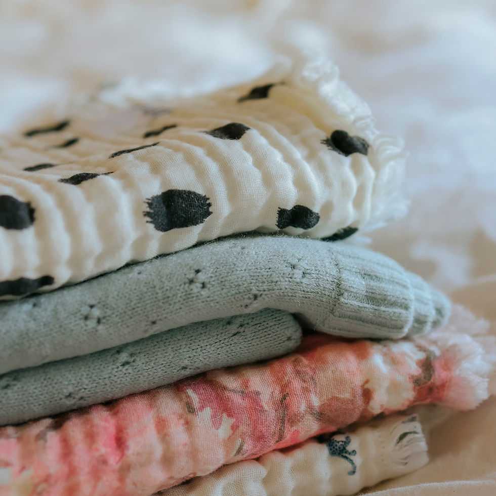 Thumbnail: ELODIE - Soft Cotton Blanket - River Rose