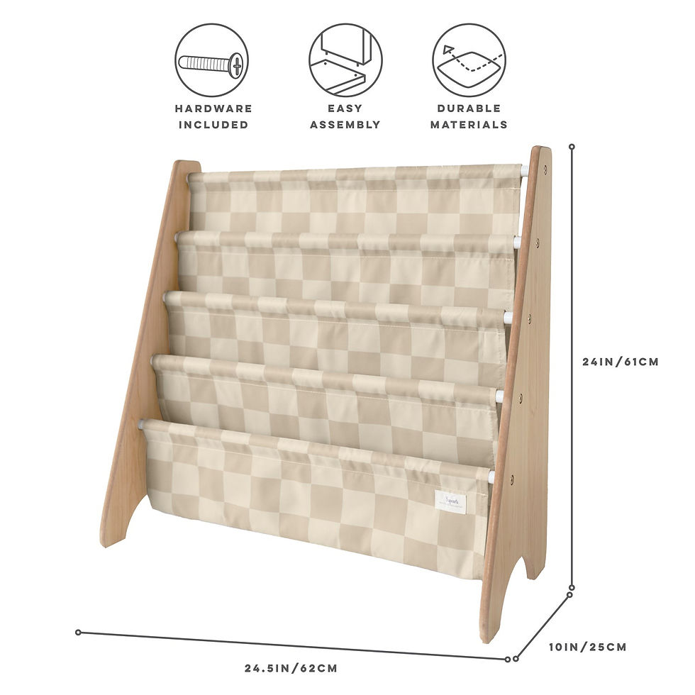 Thumbnail: 3 Sprouts Checkerboard Beige Recycled Fabric Book Rack 