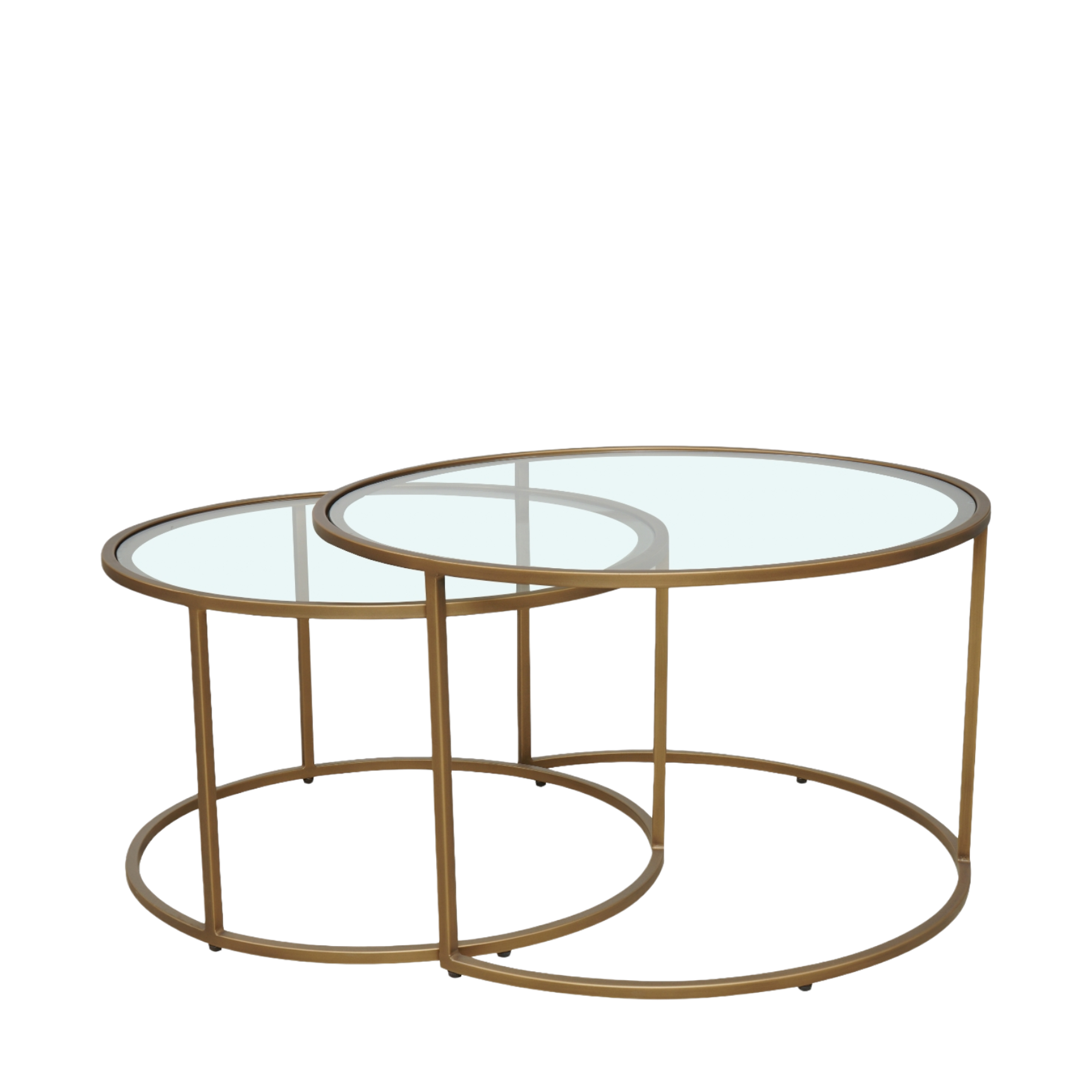 Jorge Claes Set of 2 Round Coffee Table Glass / Brass