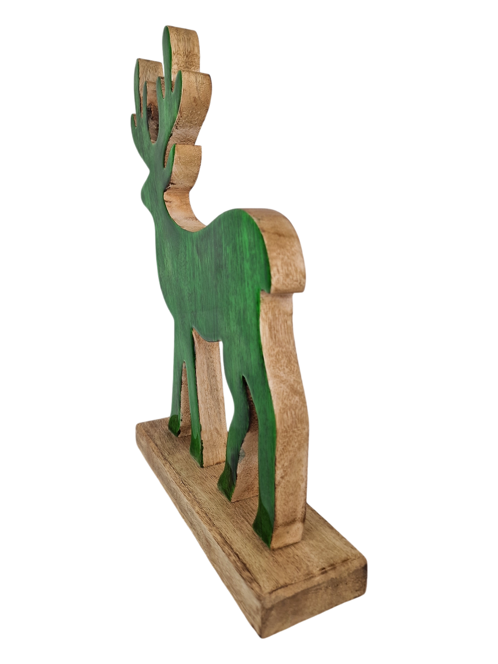 Thumbnail: Handcrafted Wooden Reindeer with Green Enamel, 38cm