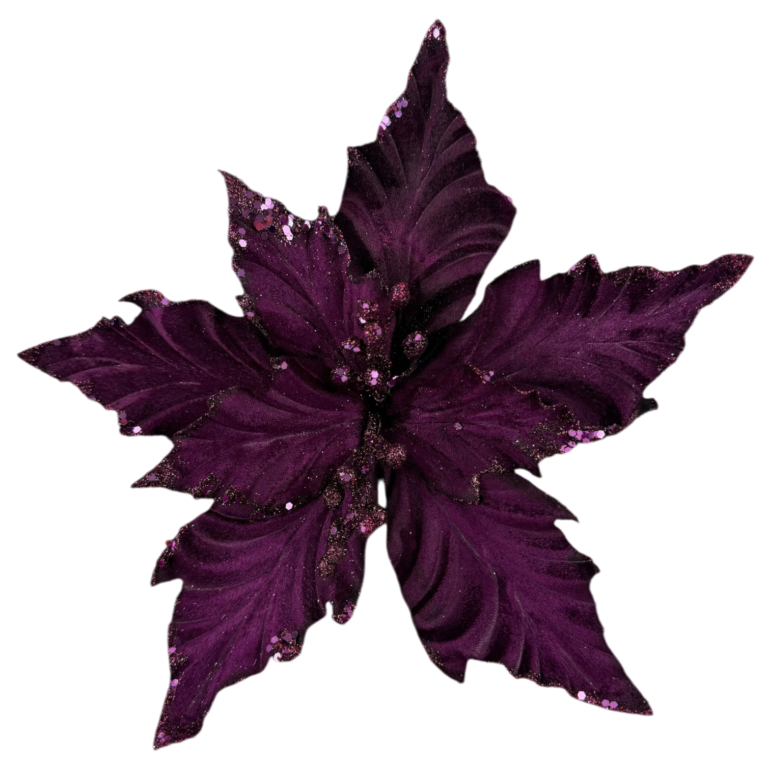 Purple Sequin Poinsettia Pick
