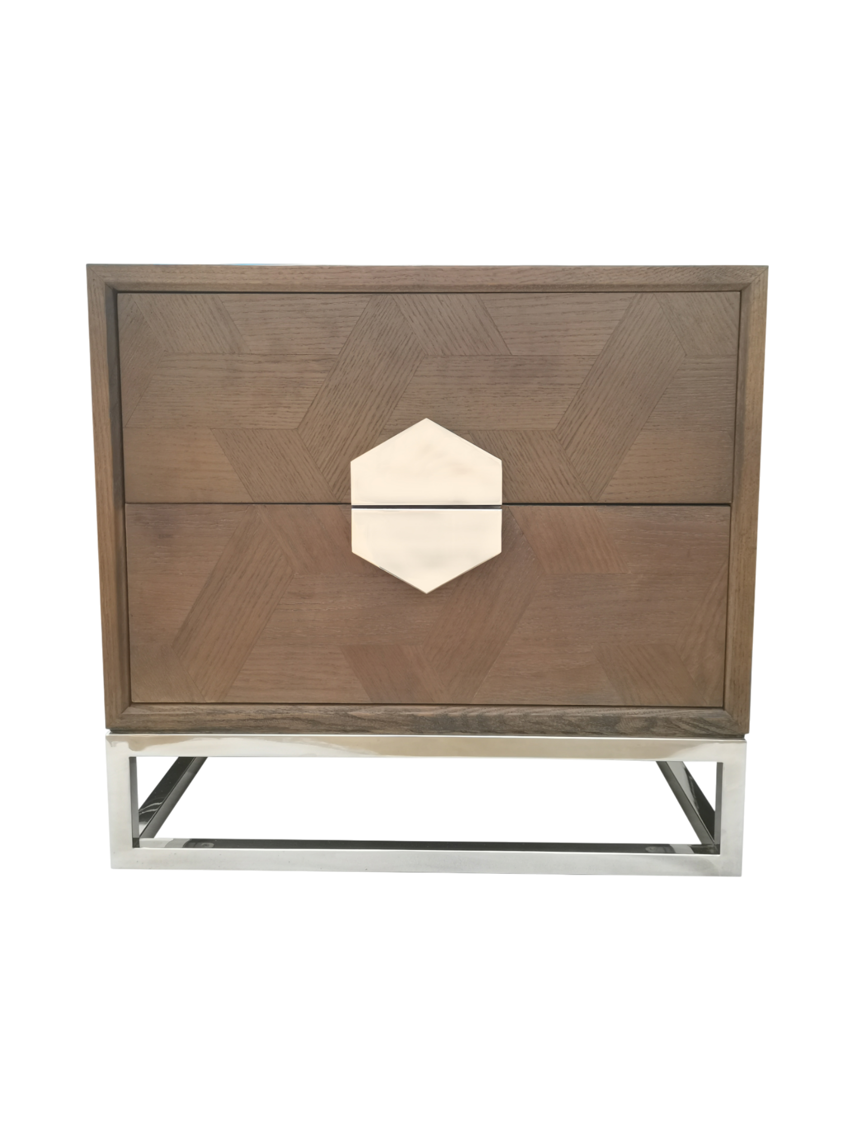 Jorge 2 Drawer Side Table Brown / Silver