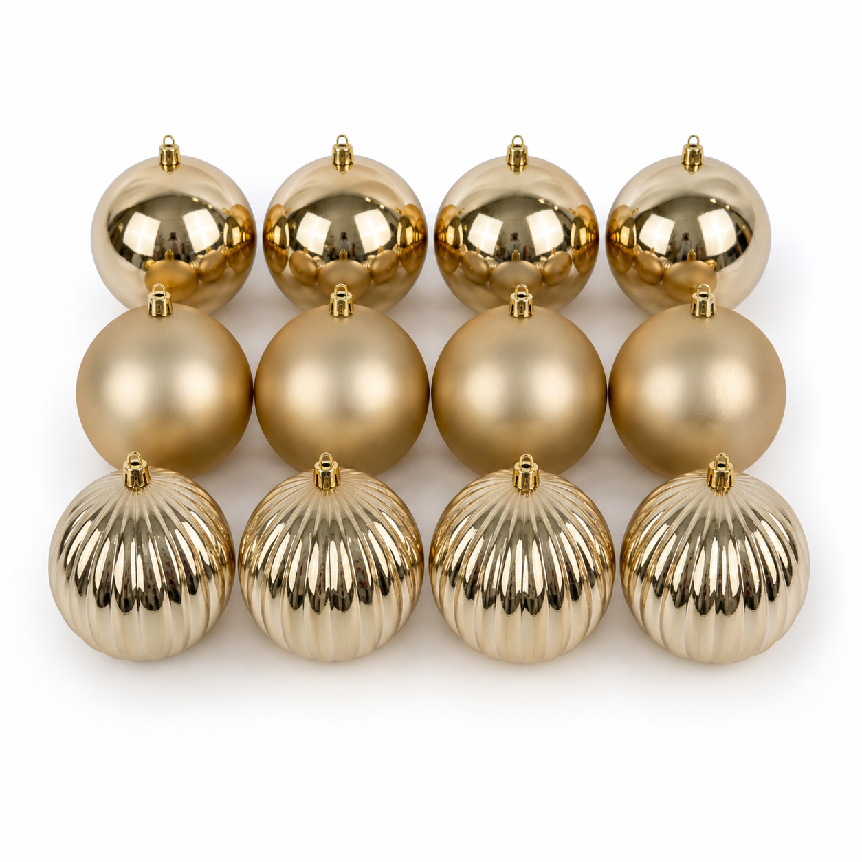 Champagne Shatterproof Baubles (10cm) – Pack of 12