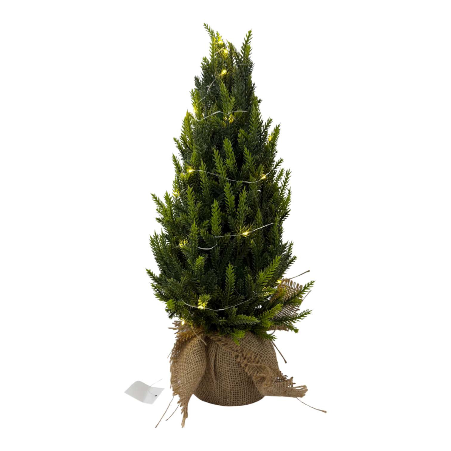 Green Topiary Tree with Burlap Base, 45cm, Pre-lit