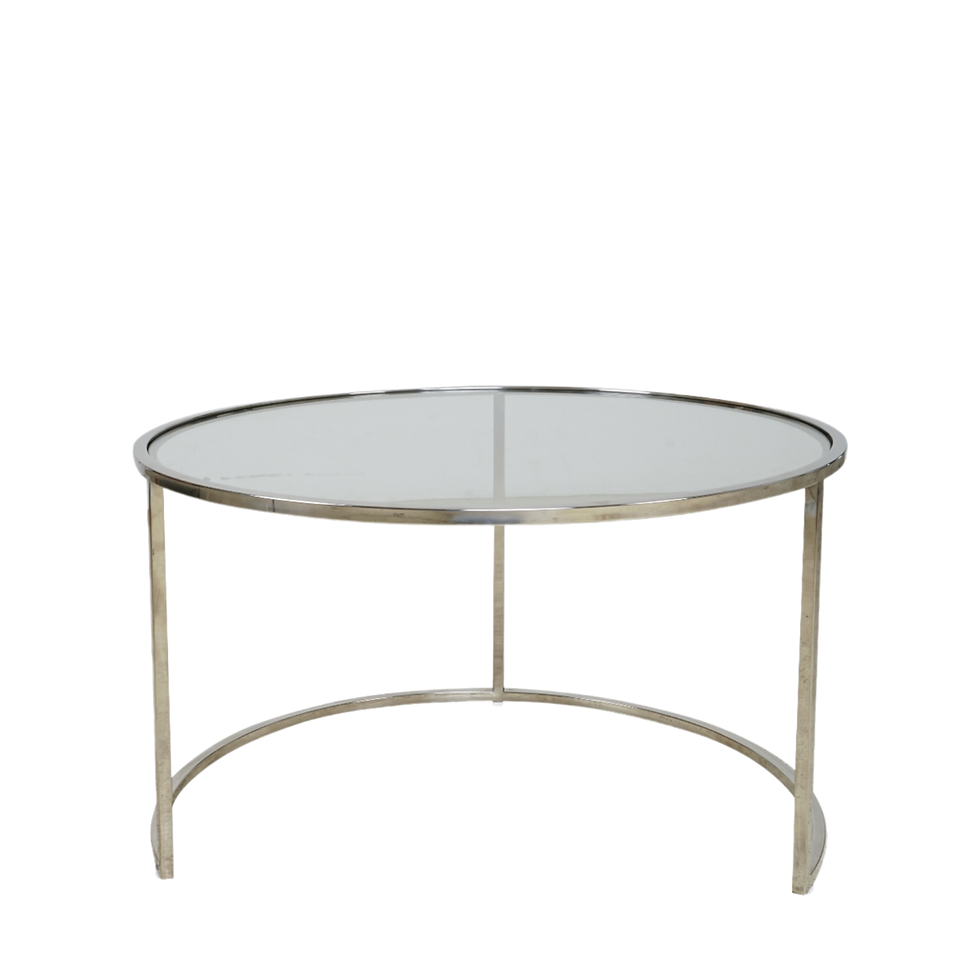 Thumbnail: Jorge Claes Set of 2 Round Coffee Table  Glass / Silver