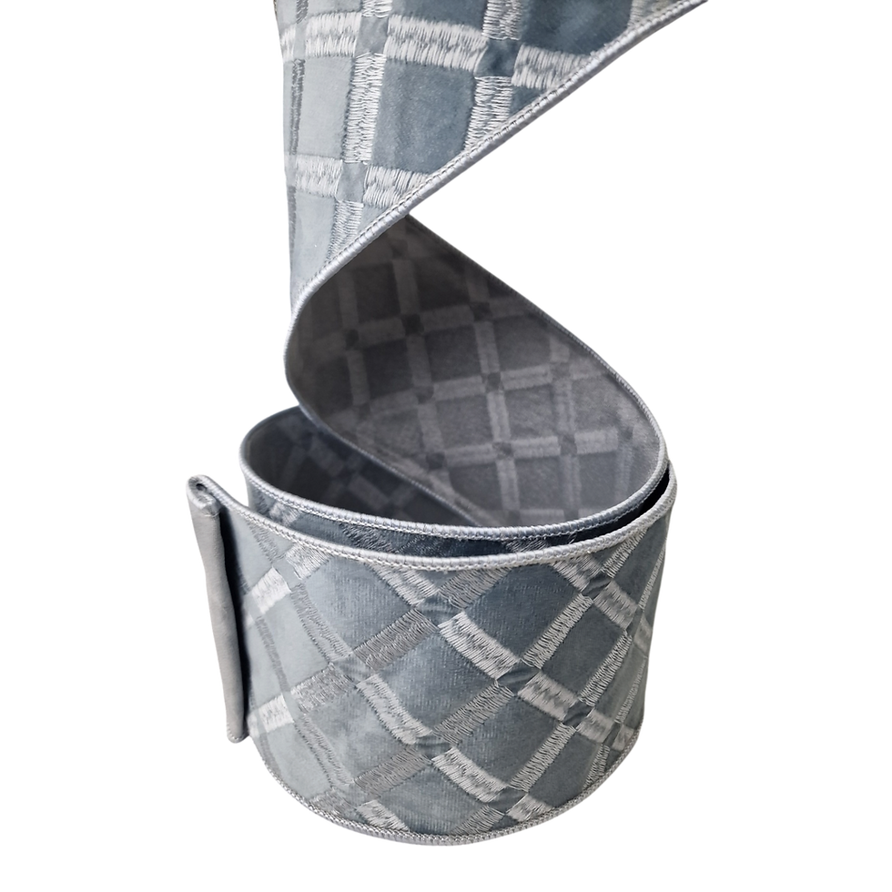 Thumbnail: Dimond Embroidery Ribbon, Grey / Blue, 4" 10M