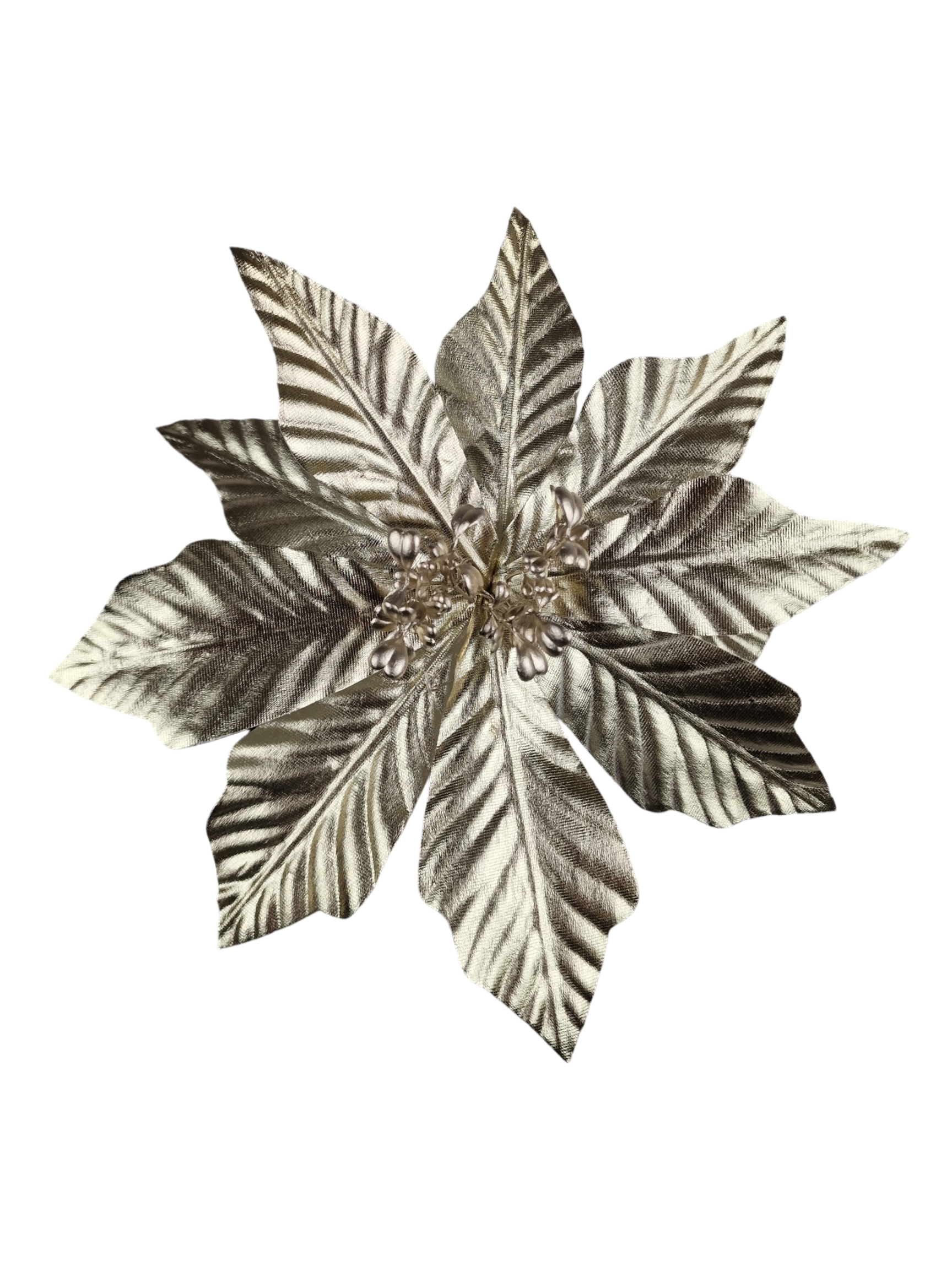 Champagne Gold Textured Poinsettia Pick