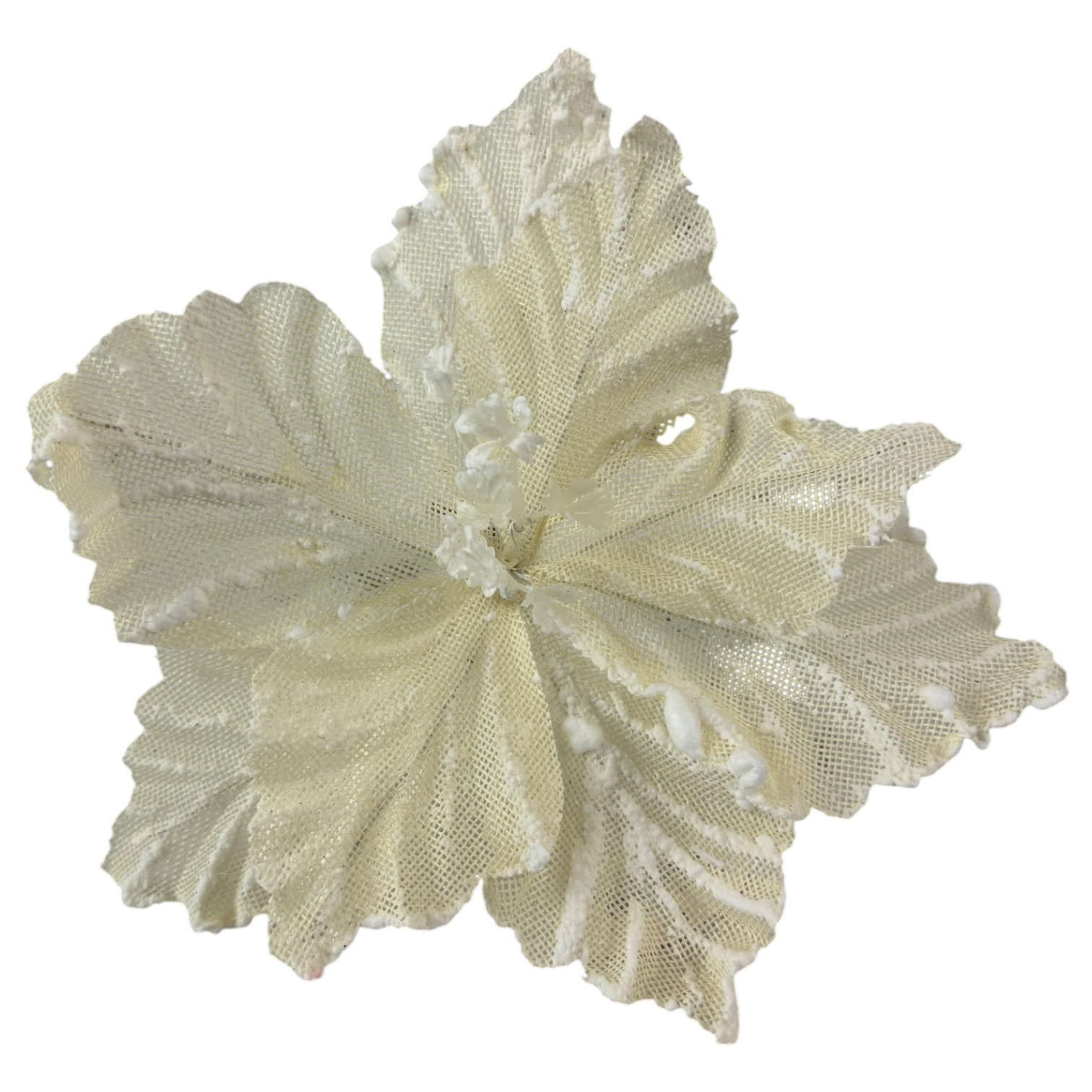 Cream Glitter Poinsettia Pick