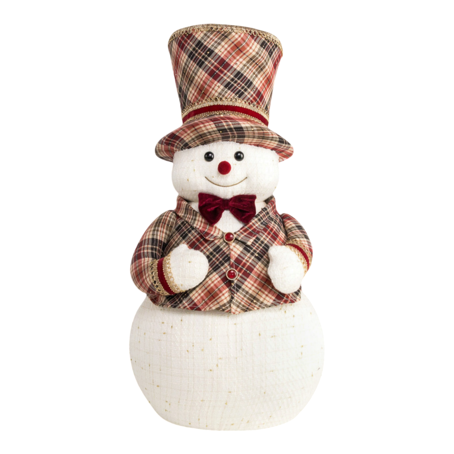Snowman, Burgundy Tartan, 64CM