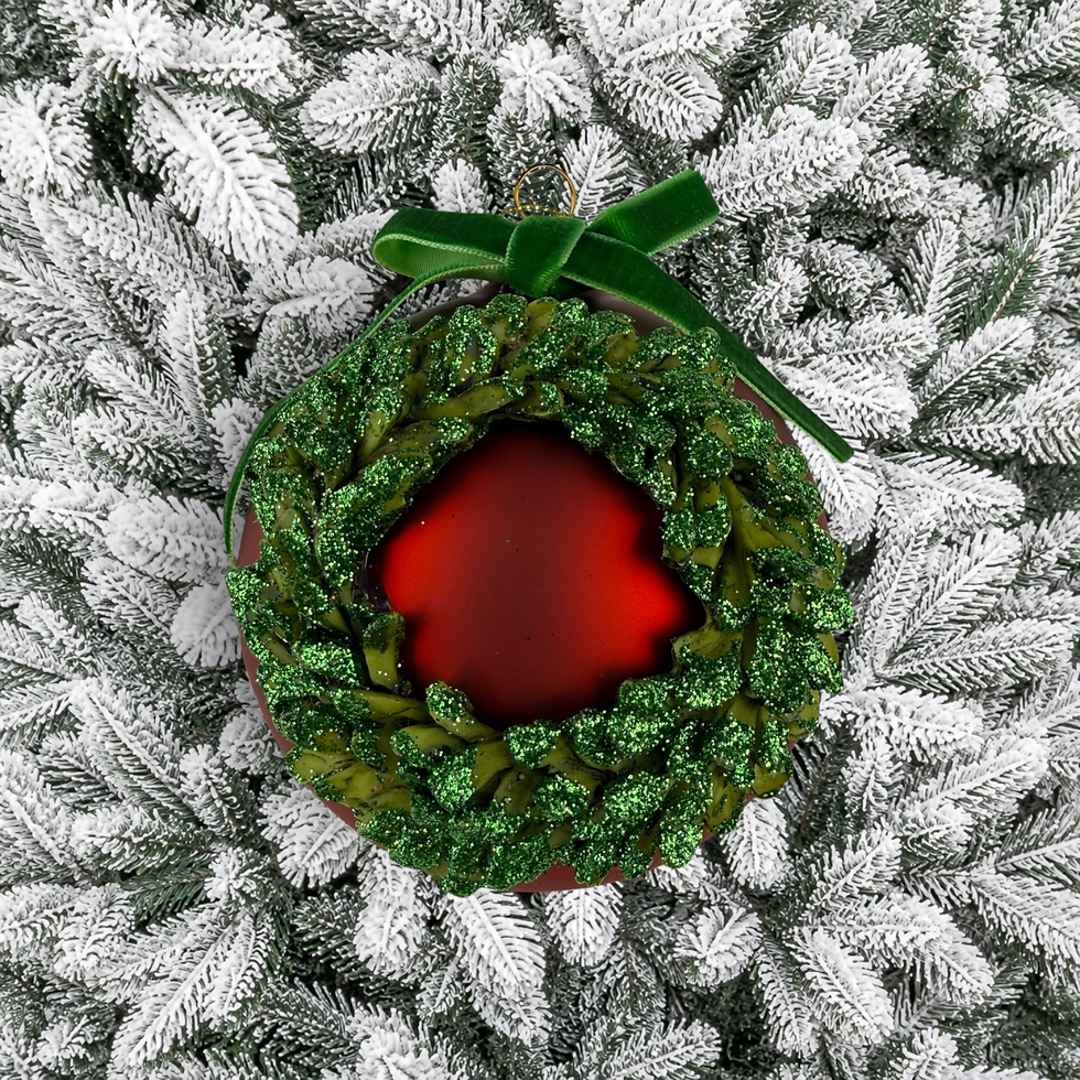 Thumbnail: Red & Green Glass Bauble - Set of 6