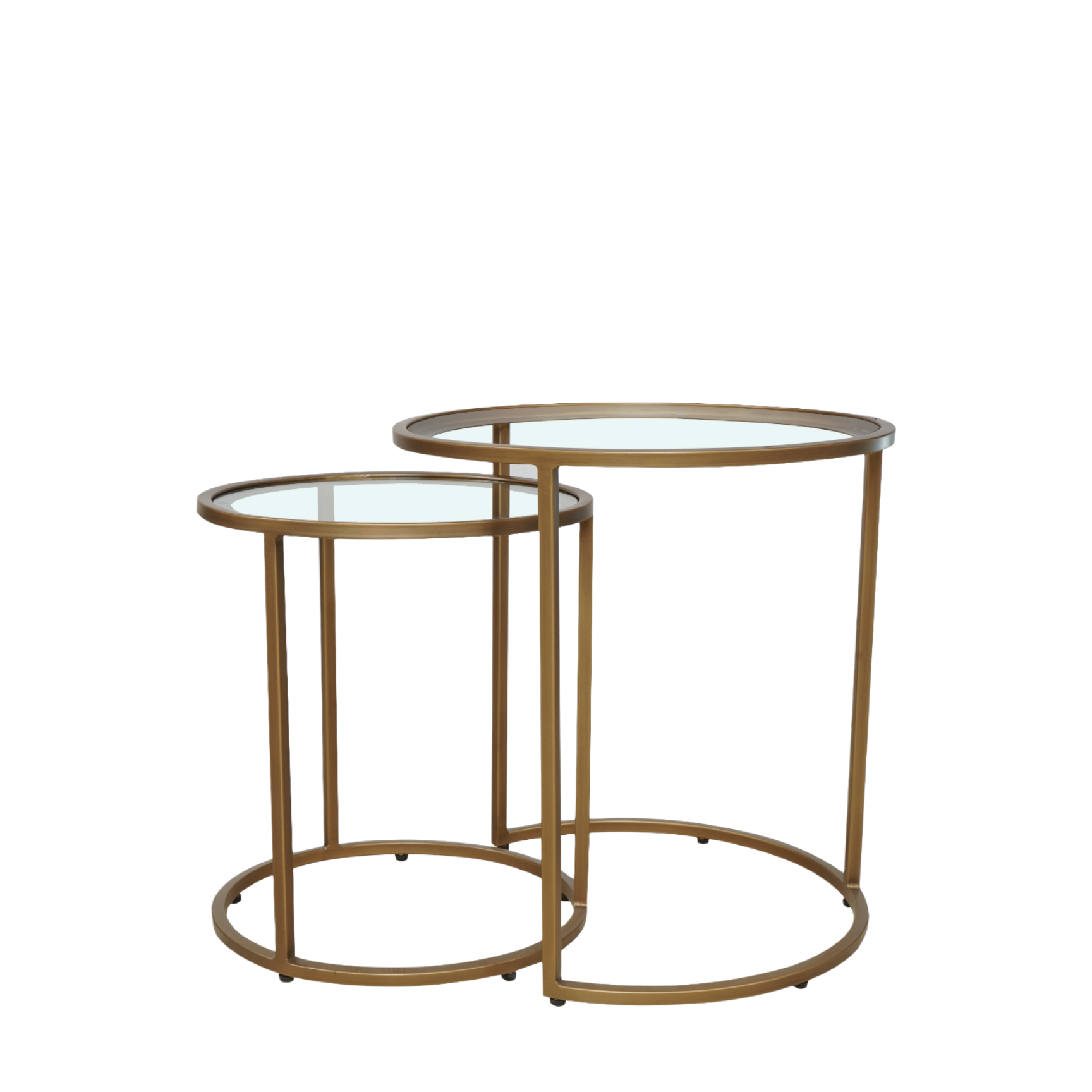Jorge Claes Set of 2 Round Side Table  Glass / Brass