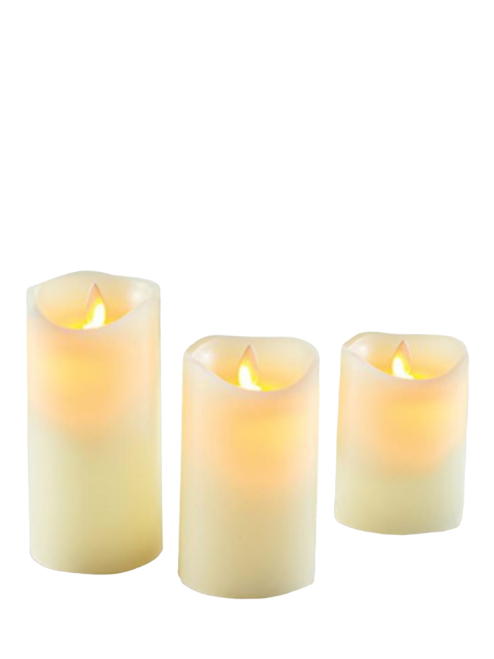 Set of 3 Dancing Flame Candles, Cream