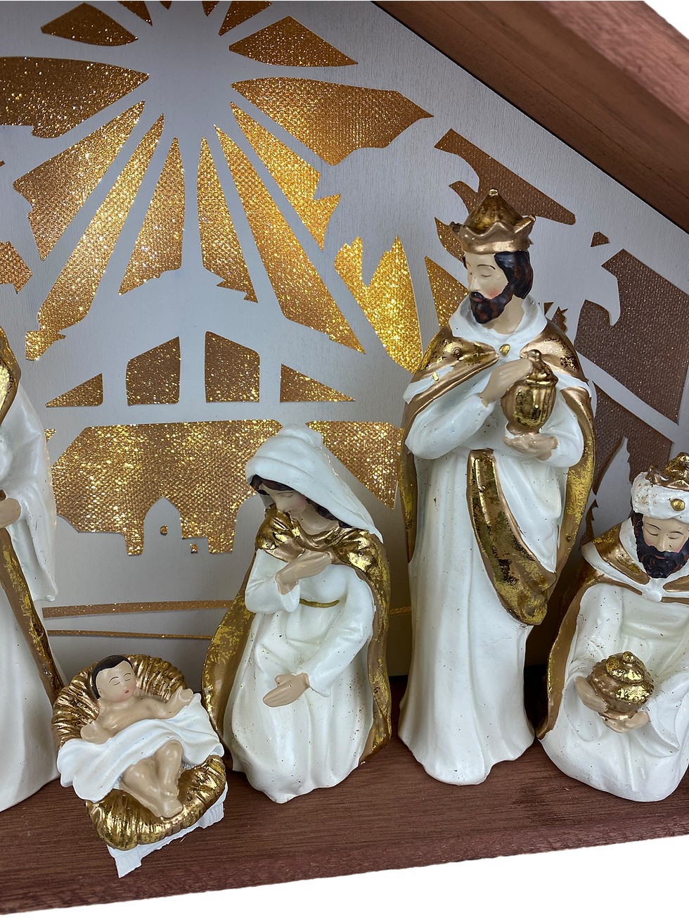 Thumbnail: Light-Up Nativity Scene - White and Gold