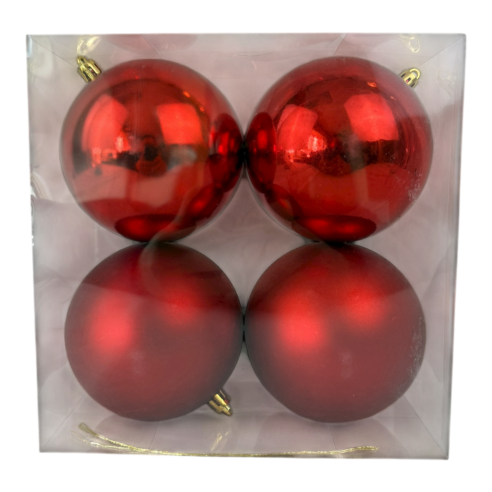 Thumbnail: Red Shatterproof Baubles (10cm) – Pack of 4