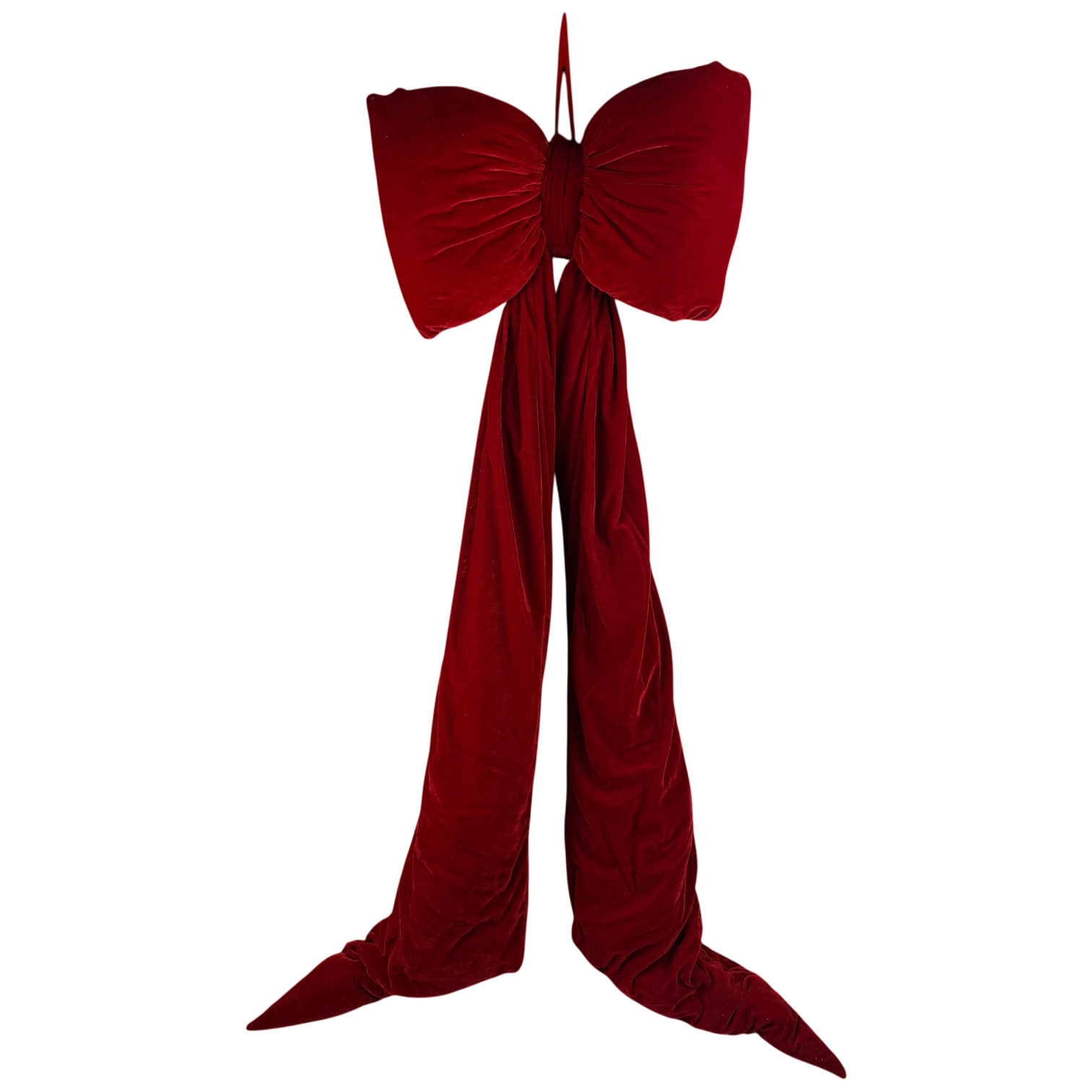 Extra Large Red Plush Velvet Bow Christmas Hanging Decoration - 150cm