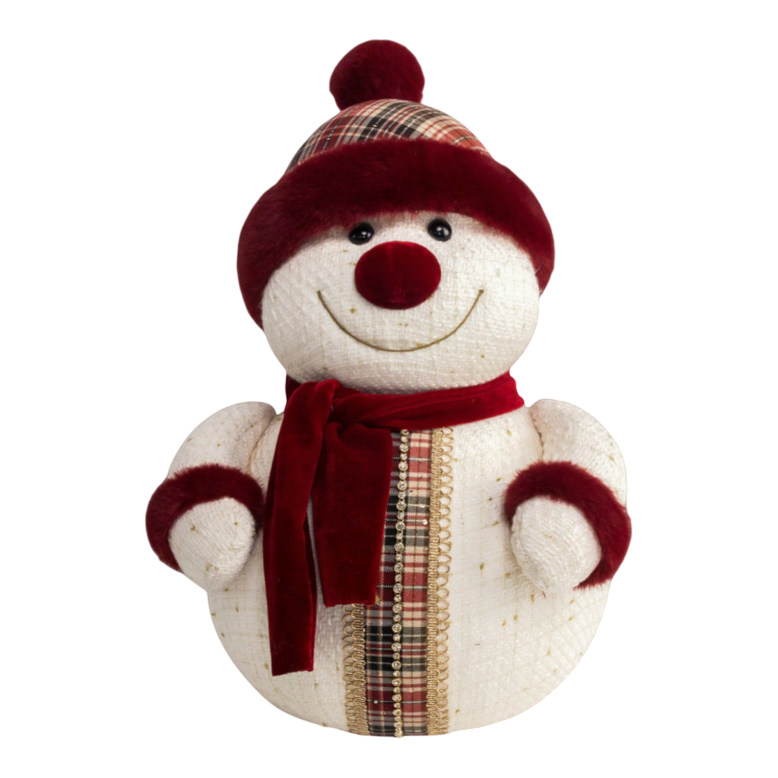 Snowman, Burgundy Tartan, 45CM