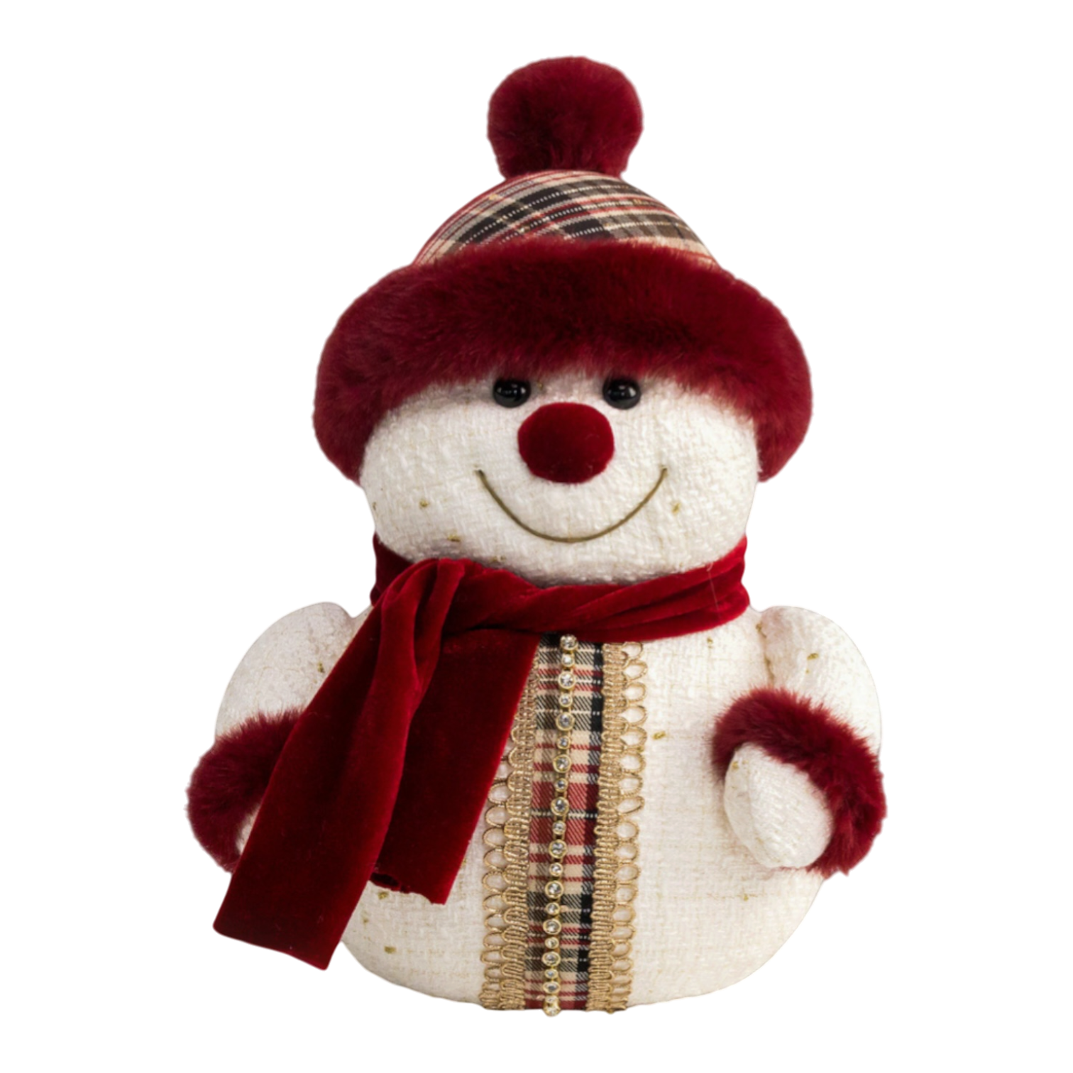 Snowman, Burgundy Tartan, 29CM