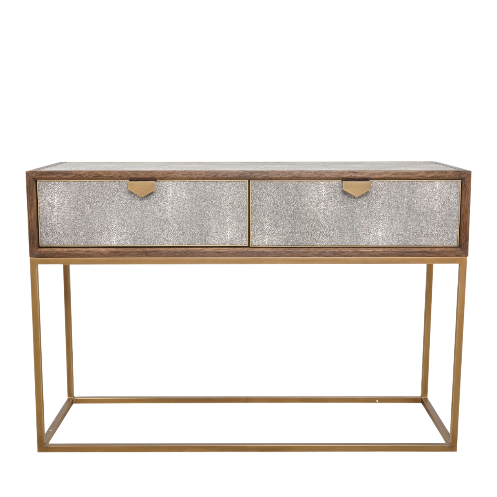 Jorge 2 Drawer Console Table Shagreen / Brown / Brass