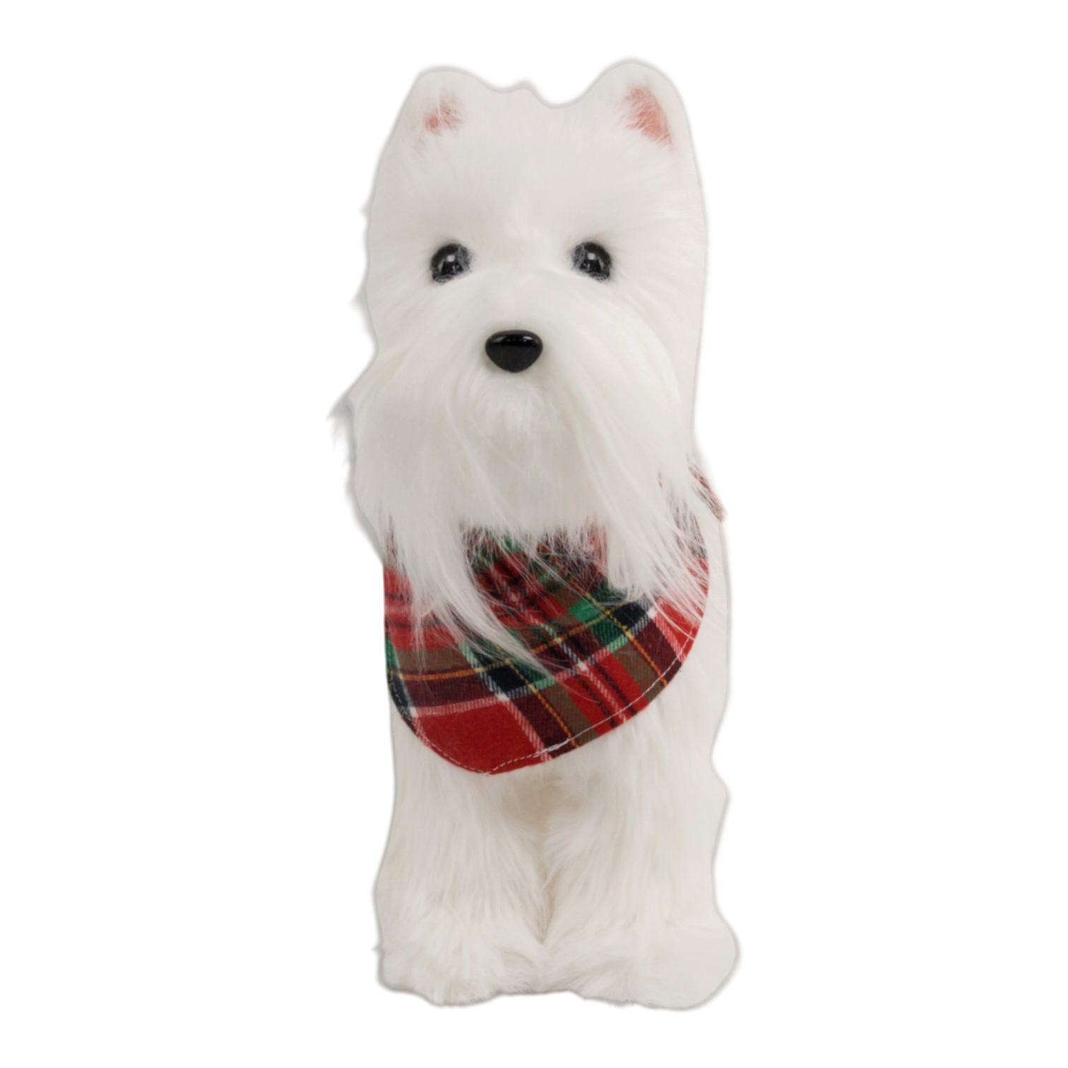 Christmas Dog Decoration with Tartan Scarf, 32CM