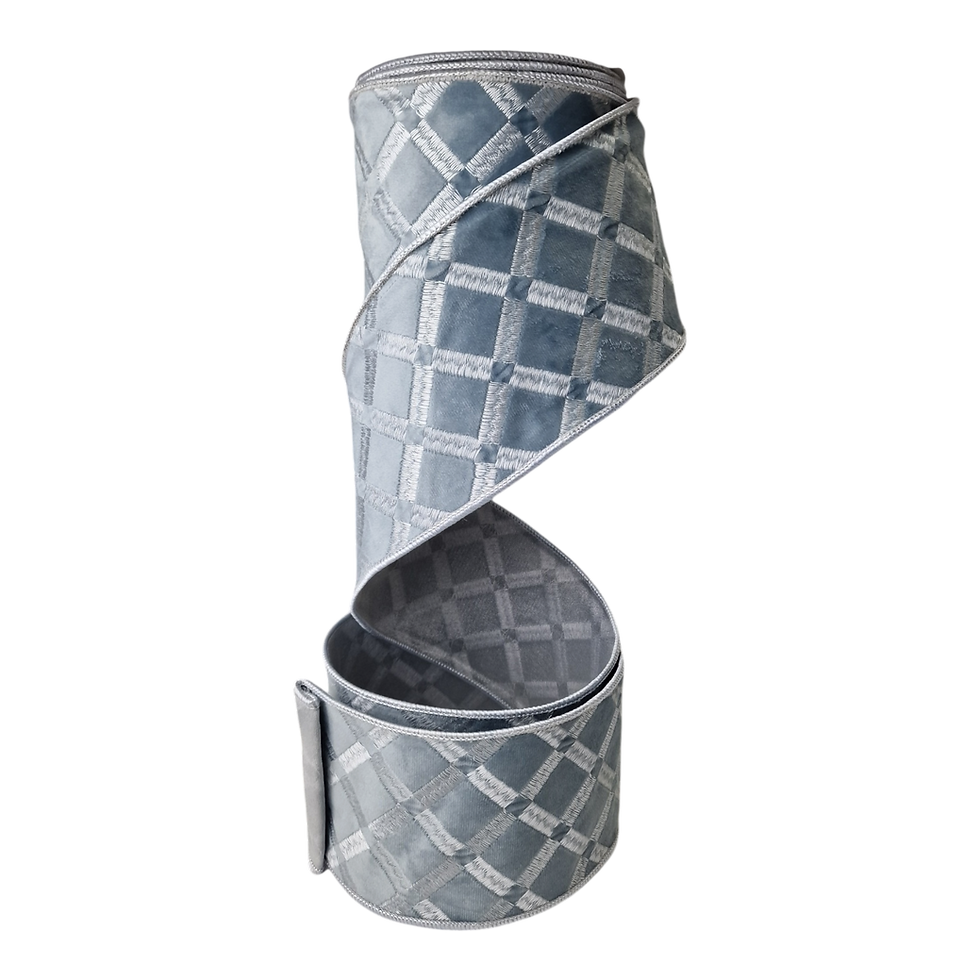 Thumbnail: Dimond Embroidery Ribbon, Grey / Blue, 4" 10M