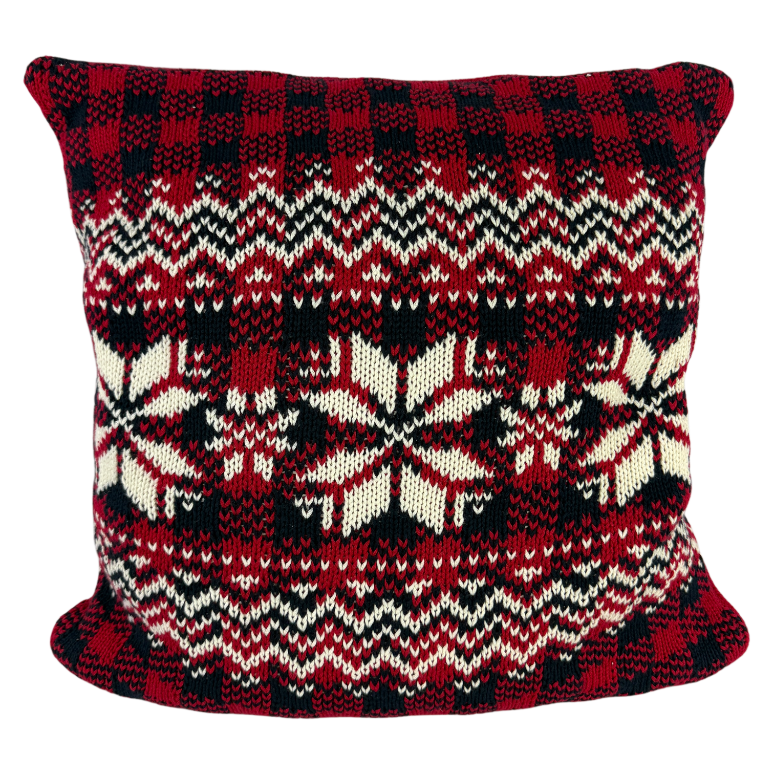 Red Fair Isle Snowflake Cushion