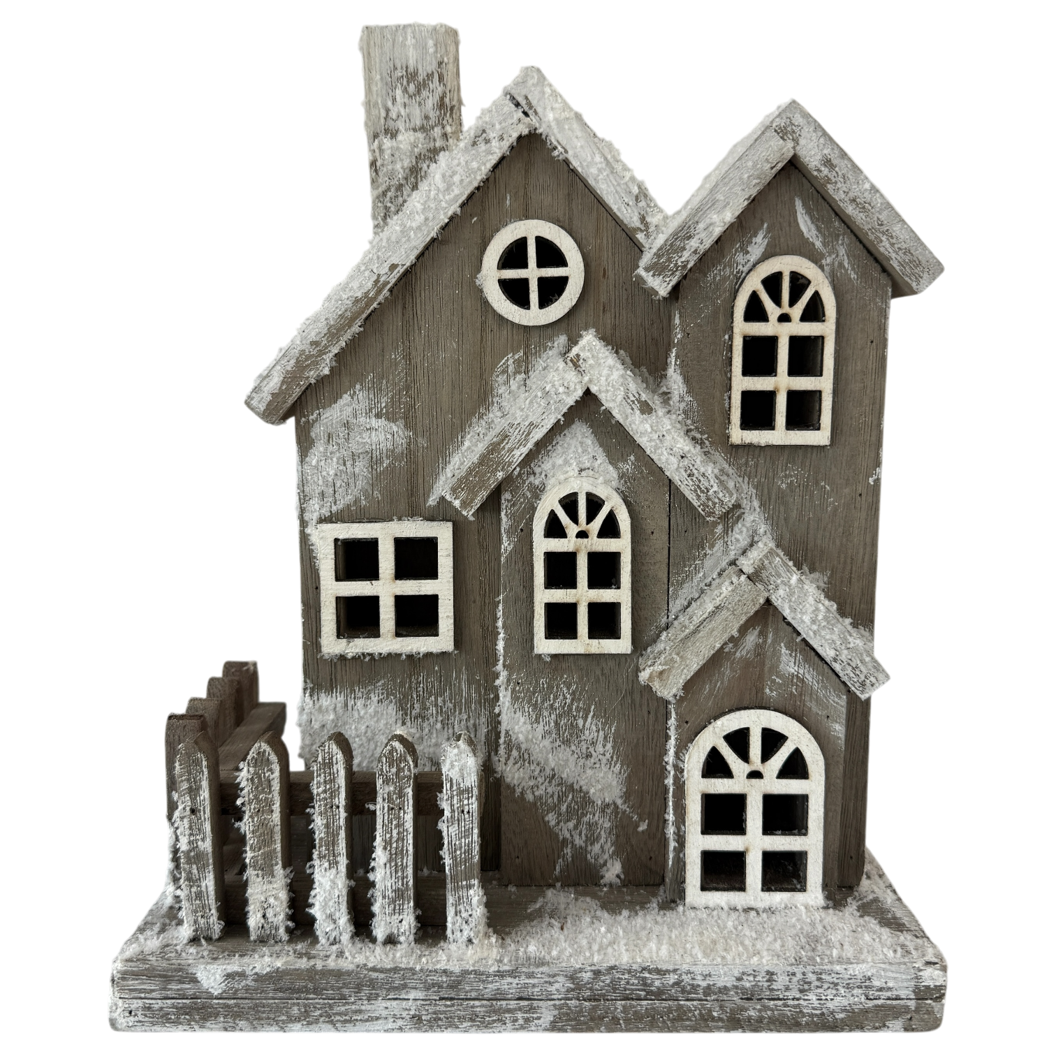 Frosted Wooden Christmas House – 27.5 cm
