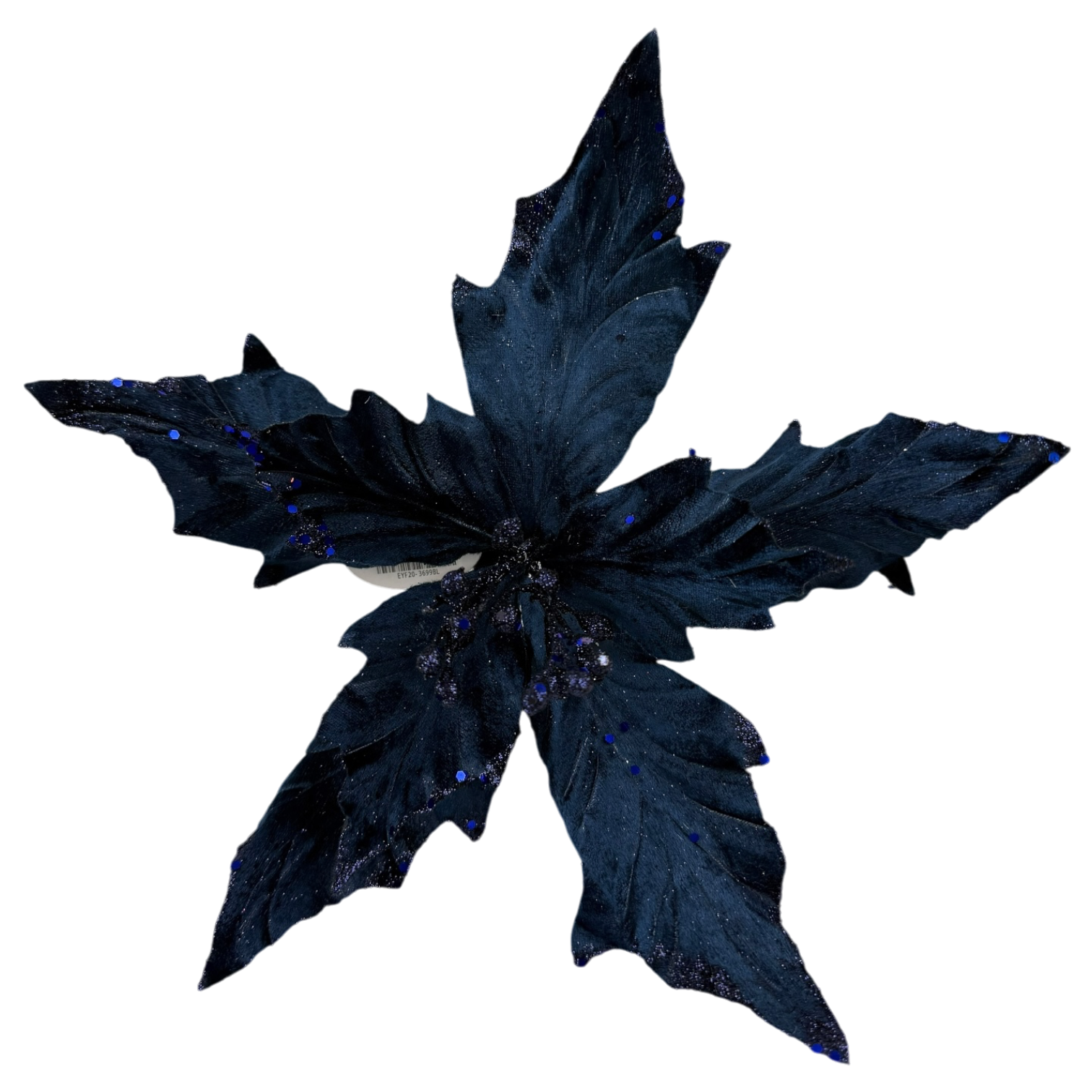 Blue Sequin Poinsettia Pick