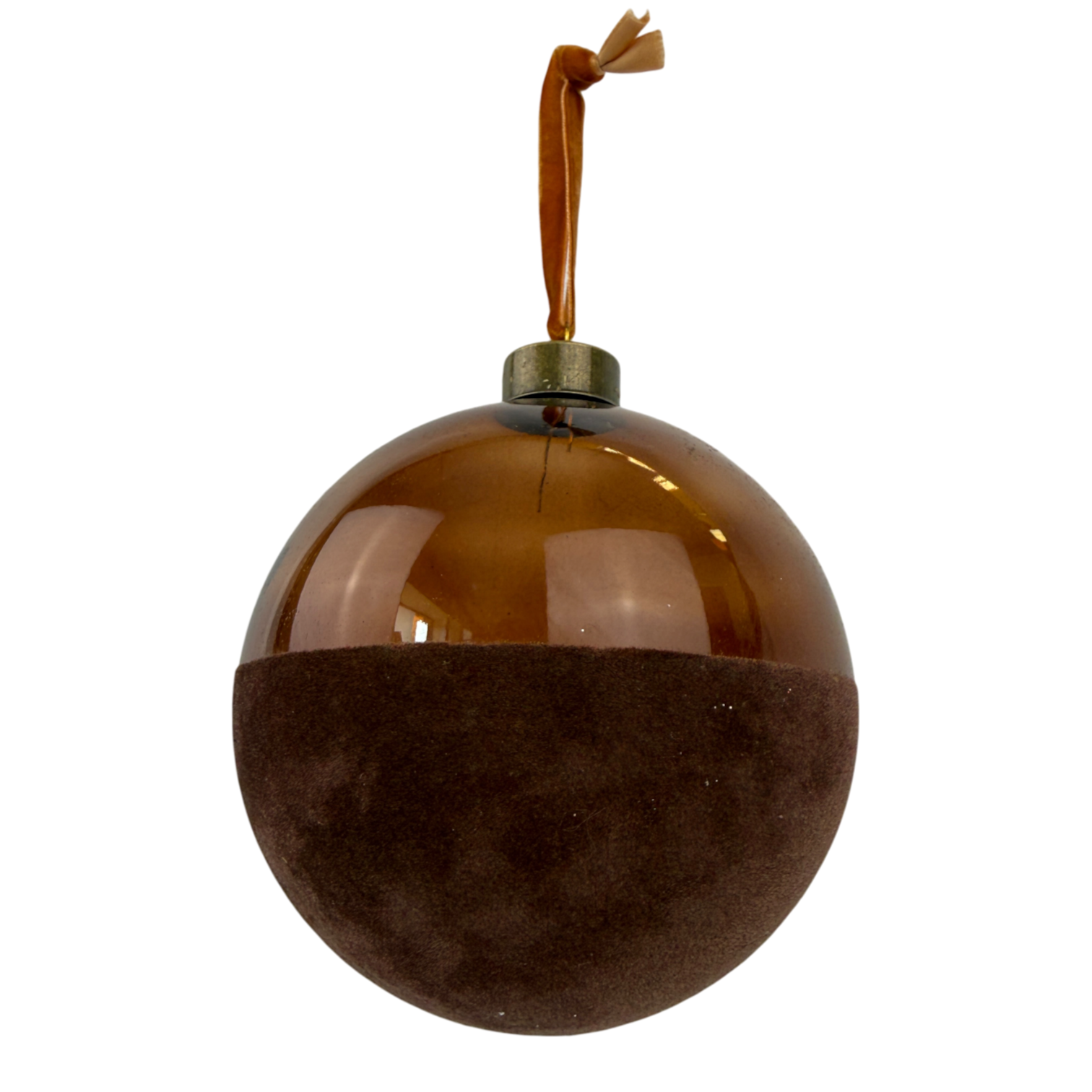 Set of 4 Brown Velvet Glass Baubles