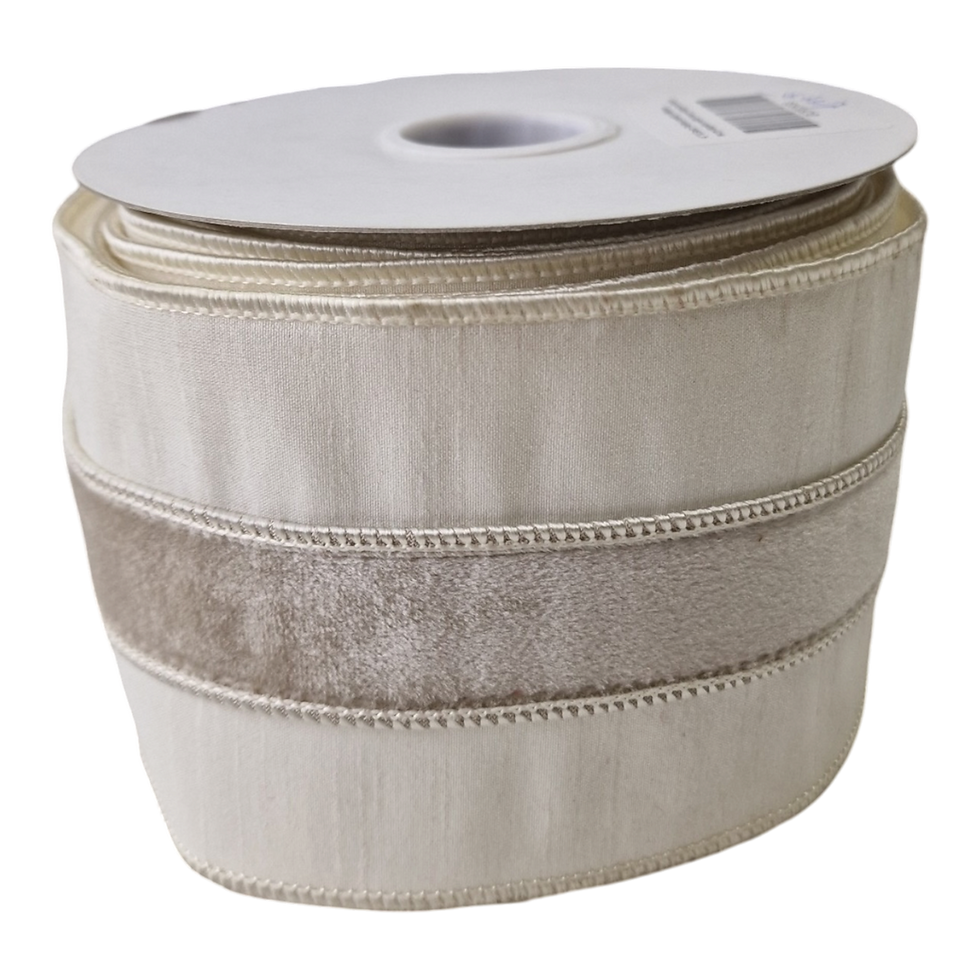 Thumbnail: Velvet Candy Ribbon, Ivory, 4" 10M